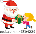 Santa Claus passing a Christmas present to a child vector illustration material 46504229