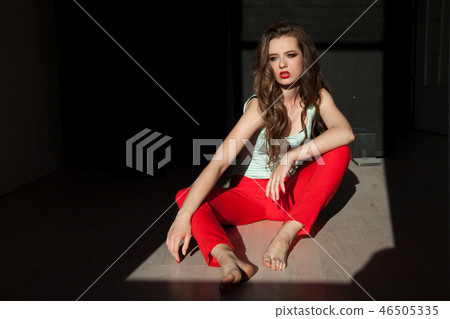 stylish portrait of beautiful fashionable woman brunette stylish portrait of beautiful fashionable woman brunette 46505335