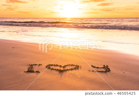 I love you on sand beach I love you on sand beach 46505425