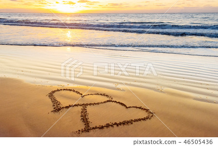 Love, heart on sea beach 46505436