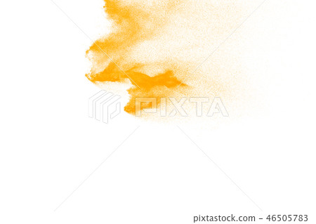 Yellow particles explosion on white background. Yellow particles explosion on white background. 46505783