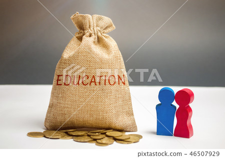 Bag of money and the word Education and family. Bag of money and the word Education and family. 46507929