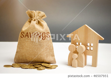 A bag with money and the word savings A bag with money and the word savings 46507931