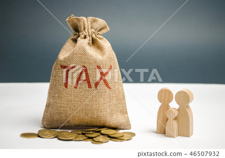 A bag with the word Tax and family. A bag with the word Tax and family. 46507932