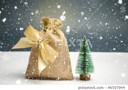 A bag of money with the Christmas tree. 46507944