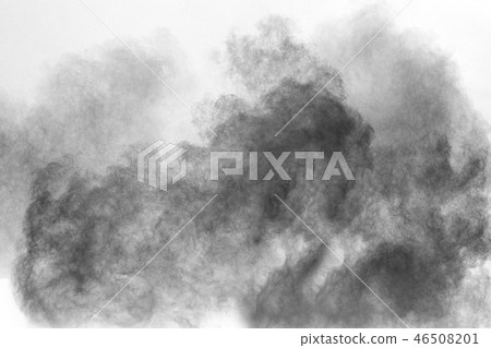 Black particles splattered on white background.  46508201