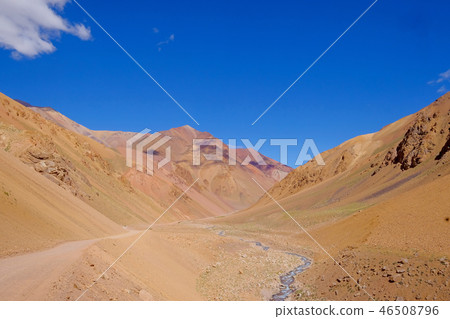 Andes landscape and the road leading to Paso De Agua Negra mountain pass, Region de Coquimbo, Chile 46508796