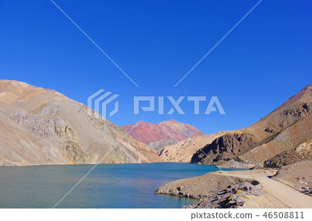 Laguna Agua Negra lagoon with andean mountains at the road to the Paso Agua De Negra, Elqui valley 46508811