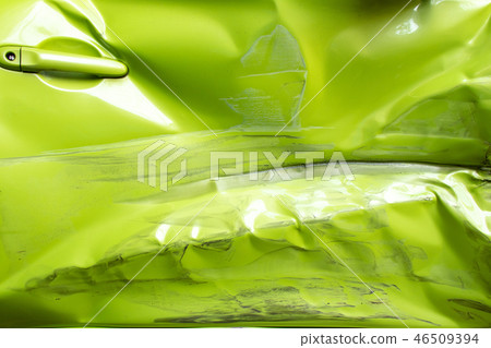 background of damaged green door of car 46509394