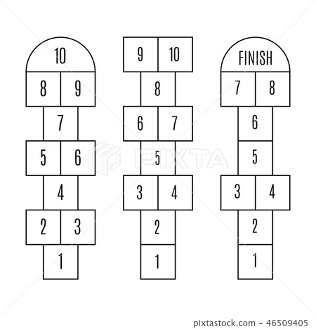 Set of child hopscotch game templates. 46509405
