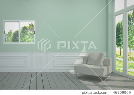 red chair and blue wall, 3D Render 46509969