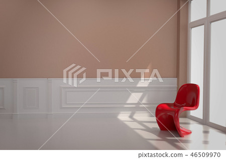 red chair and light red wall, 3D Render  46509970