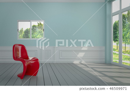 red chair and blue wall, 3D Render 46509971