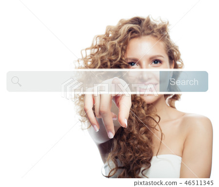 Female hand pointing to empty address bar 46511345