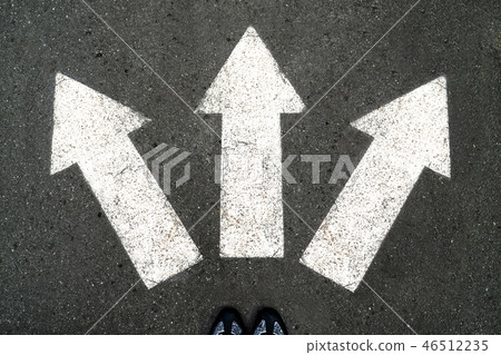 Three white arrows pointing in different direction Three white arrows pointing in different direction 46512235