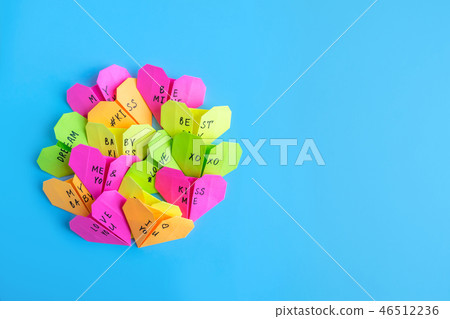 Multicolored bright paper origami hearts Multicolored bright paper origami hearts 46512236