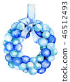 Watercolor sketch of Christmas wreath with balls  46512493