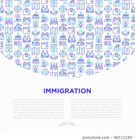 Immigration concept with thin line icons 46513189