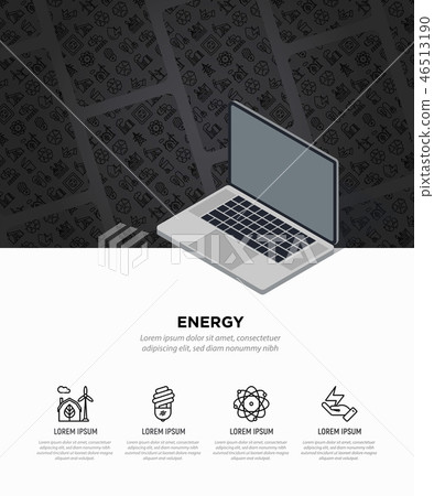 Energy concept, web page template with laptop Energy concept, web page template with laptop 46513190