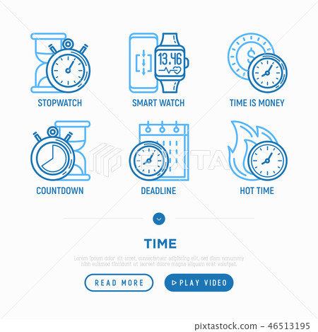 Time thin line icons set Time thin line icons set 46513195