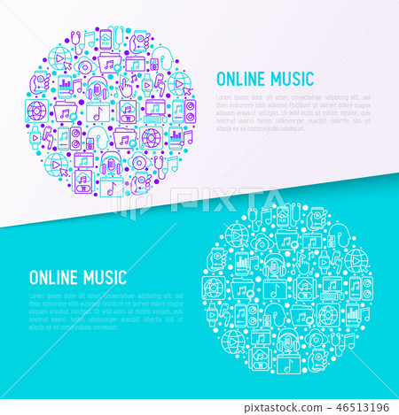 Online music concept in circle Online music concept in circle 46513196