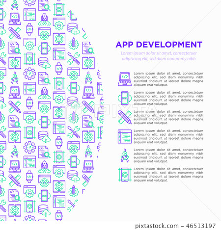 App development concept with thin line icons App development concept with thin line icons 46513197