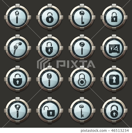 Lock and Key icons set Lock and Key icons set 46513234