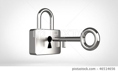 Padlock and key silver 46514656
