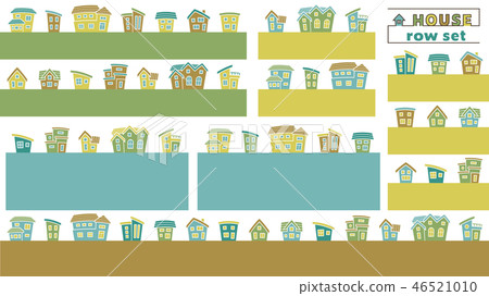 變形的房子並排設置(顏色輪廓)上部字符串版本 變形的房子並排設置(顏色輪廓)上部字符串版本 46521010