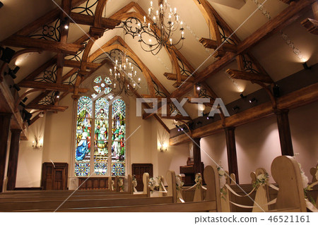 Church stained glass and virgin road 46521161