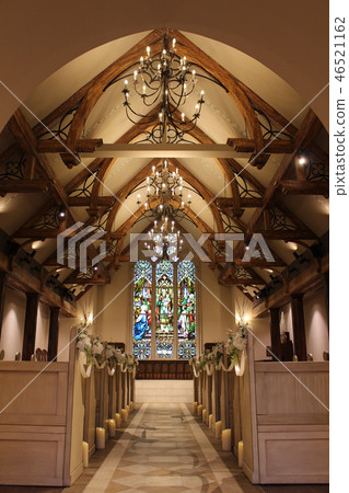 Church stained glass and virgin road 46521162