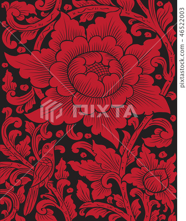 Thai Art Flower on Red color Thai Art Flower on Red color 46522003