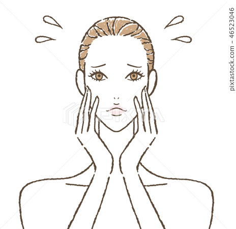 Displeased woman skin care Displeased woman skin care 46523046