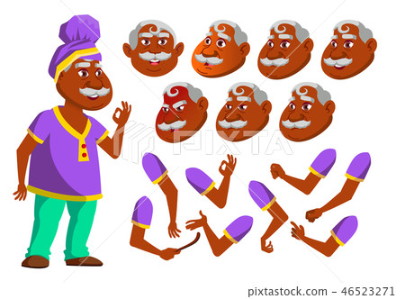 Indian Old Man Vector. Senior Person. Aged Hindu. Asian. Active, Expression. Face Emotions, Various Indian Old Man Vector. Senior Person. Aged Hindu. Asian. Active, Expression. Face Emotions, Various 46523271