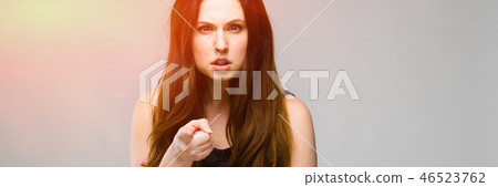 Attractive overweight woman in fashionable clothes 46523762