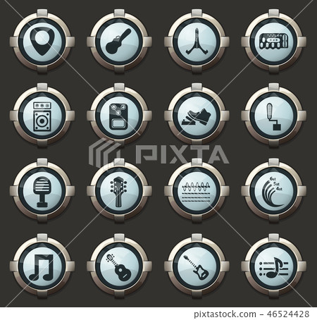 Guitar and accessories icons set 46524428