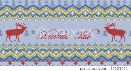 Winter knitted seamless pattern with red deer - Stock Illustration ...