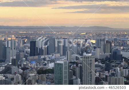 Tokyo cityscape in Japan View high-rise buildings in Shinagawa, Takanawa Gateway Station under construction (screen left), Haneda Airport etc. Tokyo cityscape in Japan View high-rise buildings in Shinagawa, Takanawa Gateway Station under construction (screen left), Haneda Airport etc. 46526503