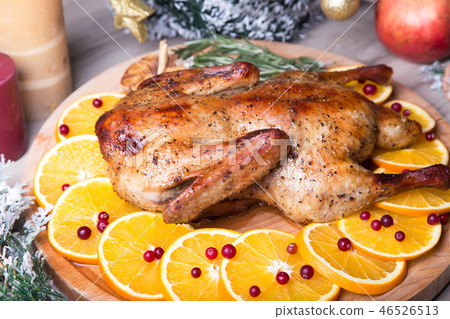 Christmas duck with oranges whole baked Christmas duck with oranges whole baked 46526513