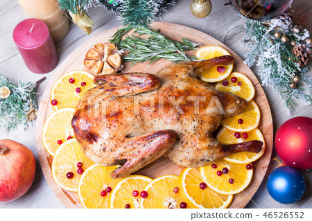 Christmas duck with oranges whole baked Christmas duck with oranges whole baked 46526552