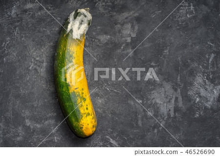 Moldy zucchini on a black cement textured backgrou Moldy zucchini on a black cement textured backgrou 46526690
