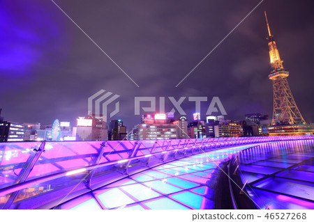 Night view of Nagoya TV tower and water spaceship Night view of Nagoya TV tower and water spaceship 46527268
