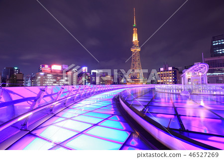 Night view of Nagoya TV tower and water spaceship Night view of Nagoya TV tower and water spaceship 46527269