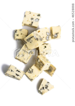 Cheese with mold isolated on white background. 46528008