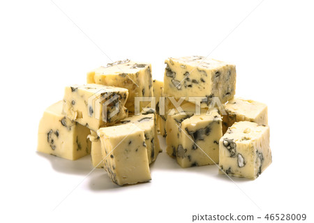 Cheese with mold isolated on white background. Cheese with mold isolated on white background. 46528009