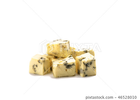 Cheese with mold isolated on white background. 46528010