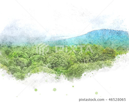 Abstract Mountain hill on watercolor painting Abstract Mountain hill on watercolor painting 46528065