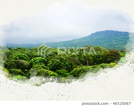 Abstract Mountain hill on watercolor painting Abstract Mountain hill on watercolor painting 46528067