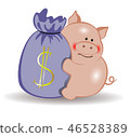 Pig with a bag of money. Symbol of the New Year 46528389