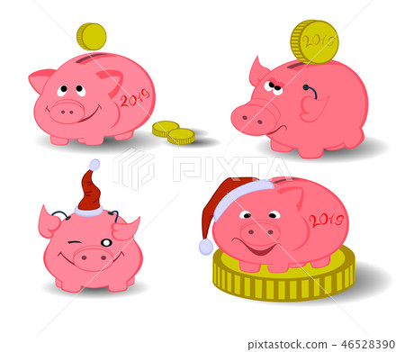 set of pigs. Symbol of the New Year. EPS10 vector illustration 46528390